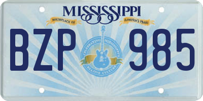 MS license plate BZP985