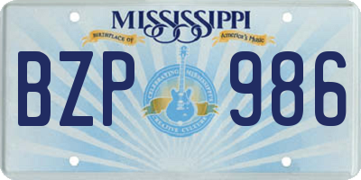 MS license plate BZP986