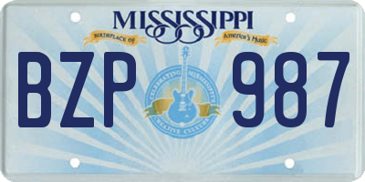 MS license plate BZP987