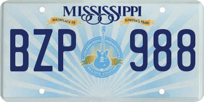 MS license plate BZP988