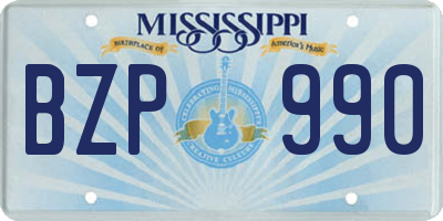 MS license plate BZP990