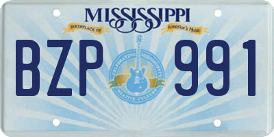 MS license plate BZP991