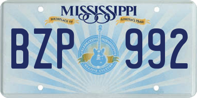 MS license plate BZP992