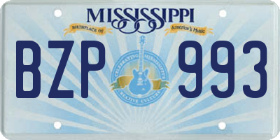MS license plate BZP993