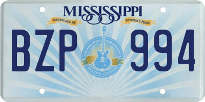 MS license plate BZP994