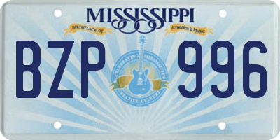 MS license plate BZP996