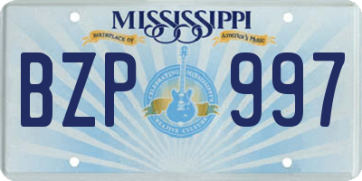 MS license plate BZP997