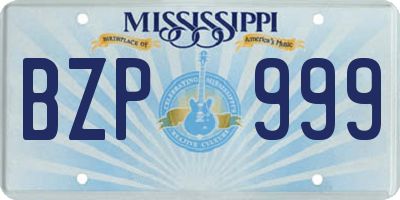 MS license plate BZP999