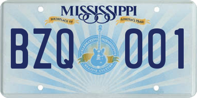 MS license plate BZQ001
