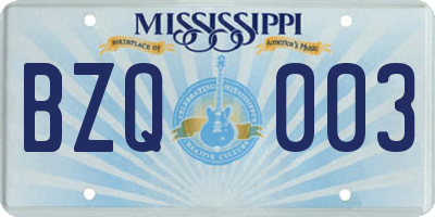 MS license plate BZQ003