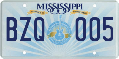 MS license plate BZQ005