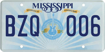MS license plate BZQ006