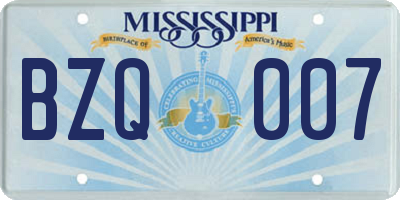 MS license plate BZQ007