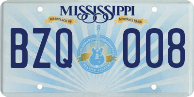 MS license plate BZQ008