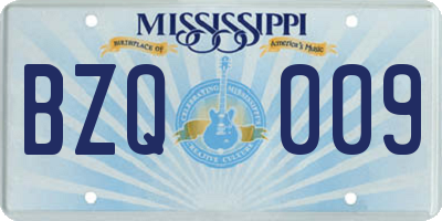 MS license plate BZQ009