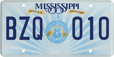 MS license plate BZQ010