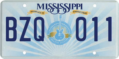MS license plate BZQ011