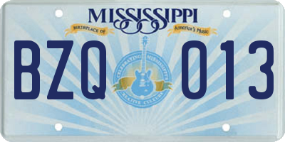 MS license plate BZQ013
