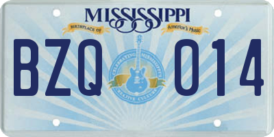 MS license plate BZQ014