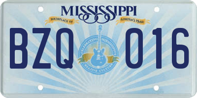 MS license plate BZQ016