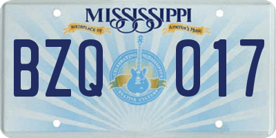 MS license plate BZQ017