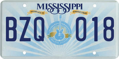MS license plate BZQ018