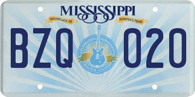 MS license plate BZQ020