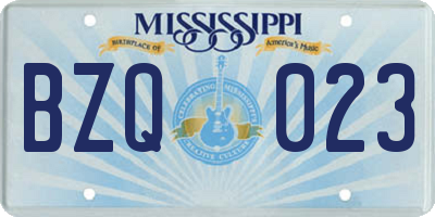 MS license plate BZQ023