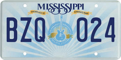 MS license plate BZQ024