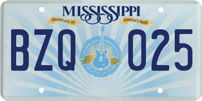 MS license plate BZQ025
