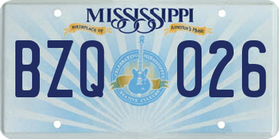 MS license plate BZQ026