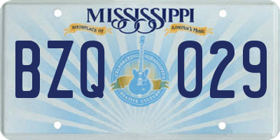 MS license plate BZQ029
