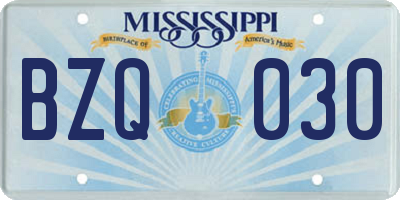 MS license plate BZQ030
