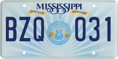 MS license plate BZQ031
