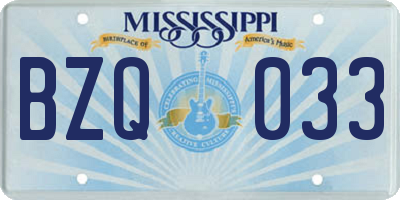 MS license plate BZQ033