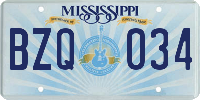 MS license plate BZQ034