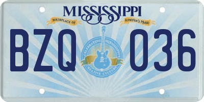 MS license plate BZQ036