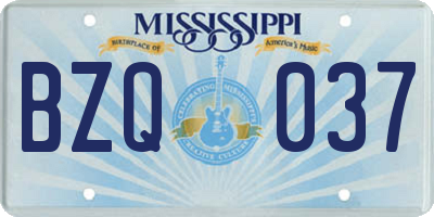 MS license plate BZQ037