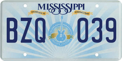 MS license plate BZQ039