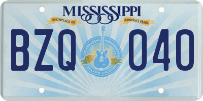 MS license plate BZQ040