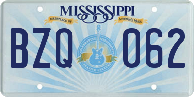 MS license plate BZQ062