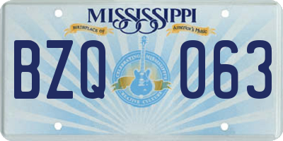MS license plate BZQ063