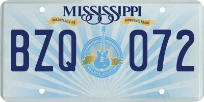 MS license plate BZQ072