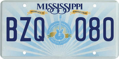 MS license plate BZQ080