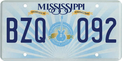 MS license plate BZQ092