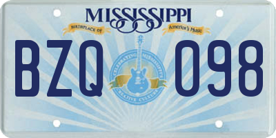 MS license plate BZQ098