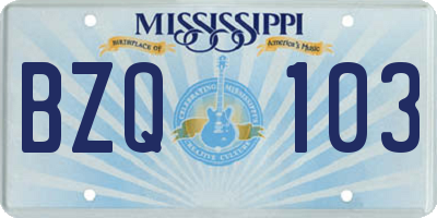 MS license plate BZQ103