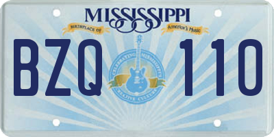 MS license plate BZQ110