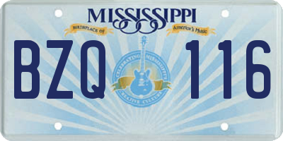 MS license plate BZQ116