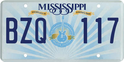 MS license plate BZQ117